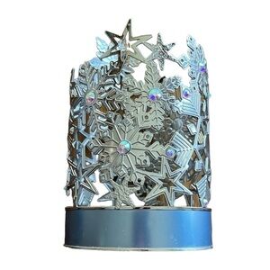 Bath & Body Works Snowflakes & Gems Metal Hand Soap Holder Sleeve Blue Base